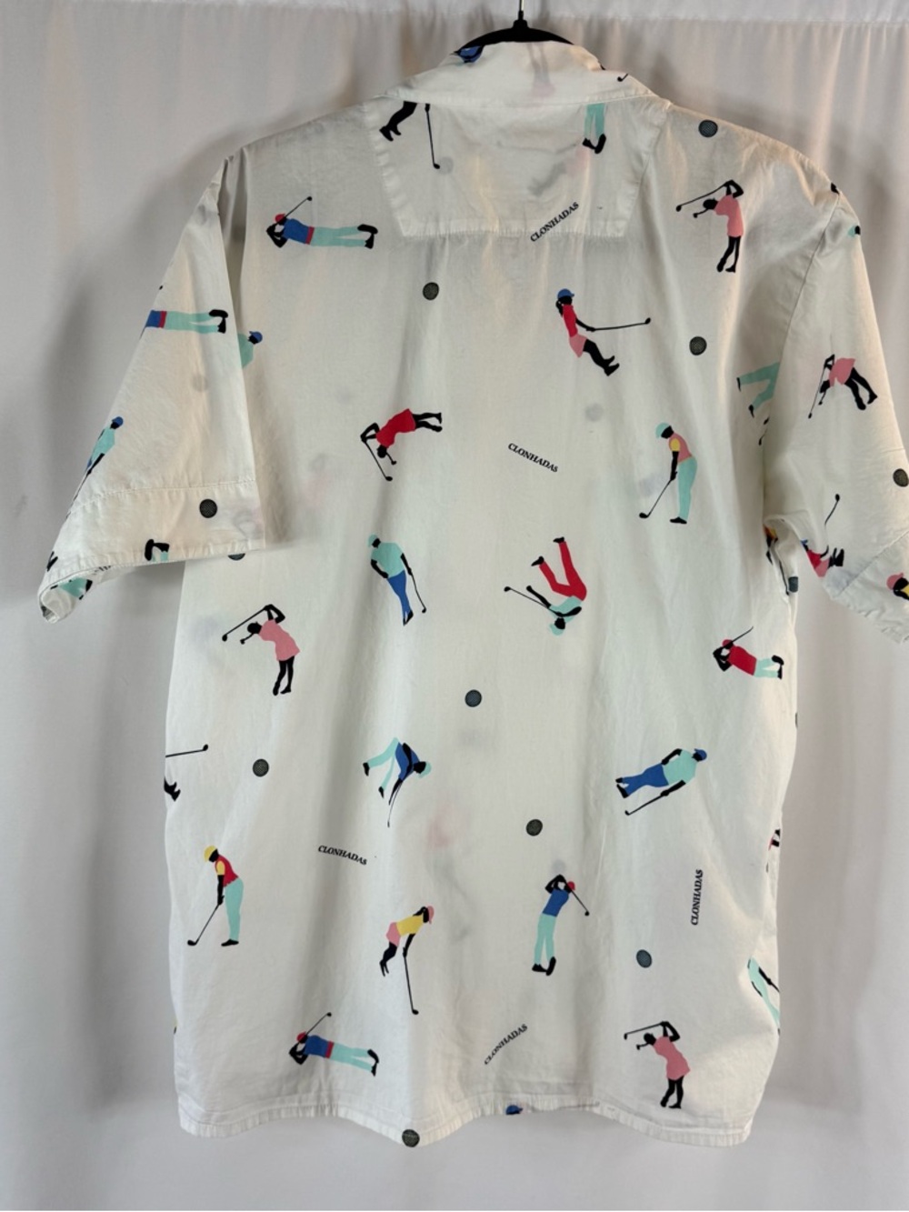 Clonhadas Men’s White Short-Sleeve Golf Print Shirt, Pijamas Size: M 100% cotton - Picture 10 of 13